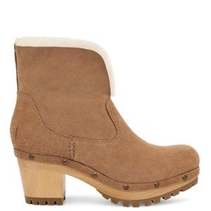 UGG Thebes Clog Boot in Chestnut Suede, 8, NIB
